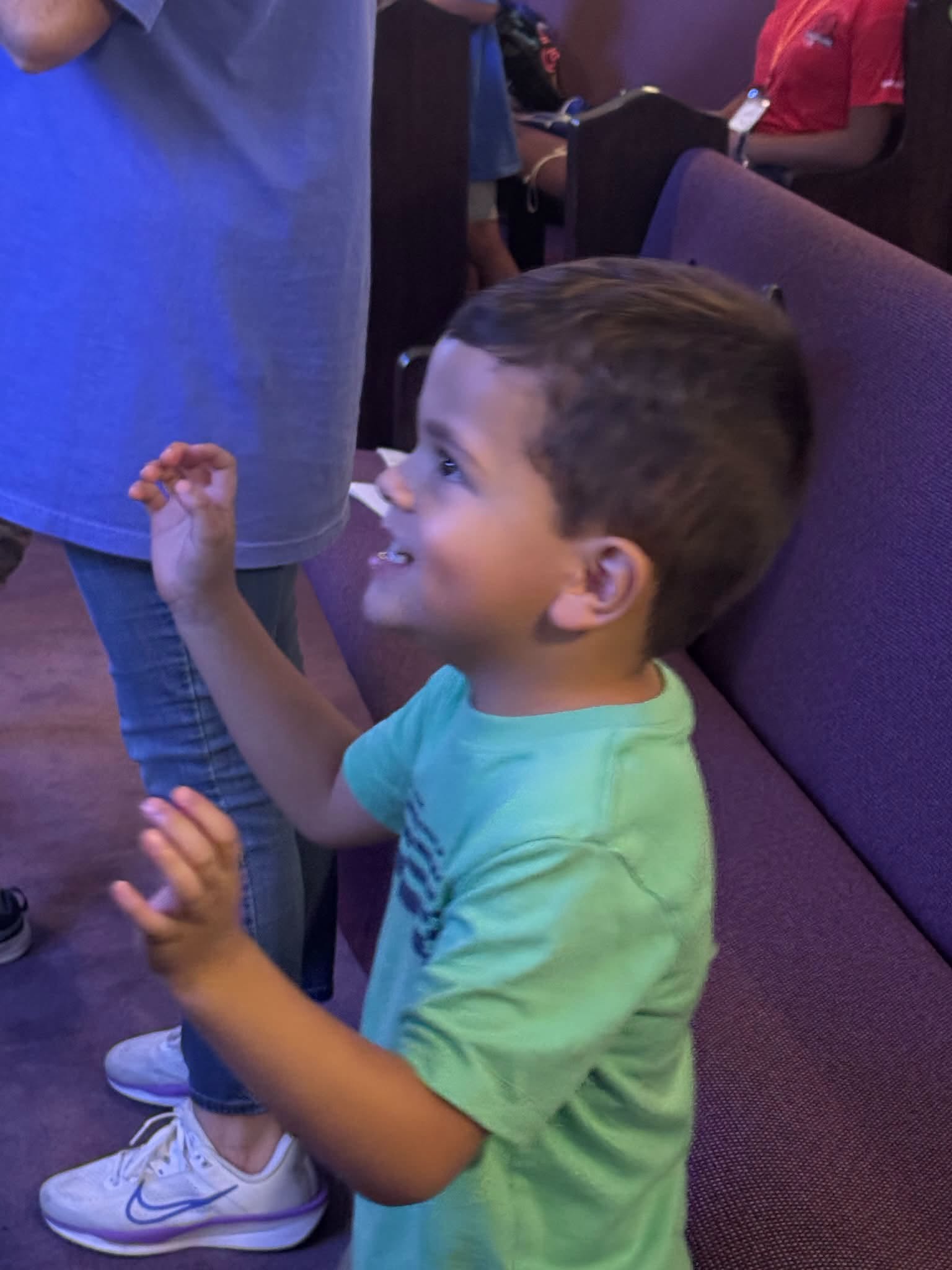 A child participating in a church activity